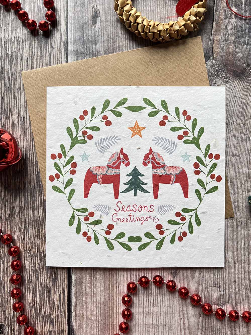 Dala Horses seed paper card | Heidi Vilkman Art